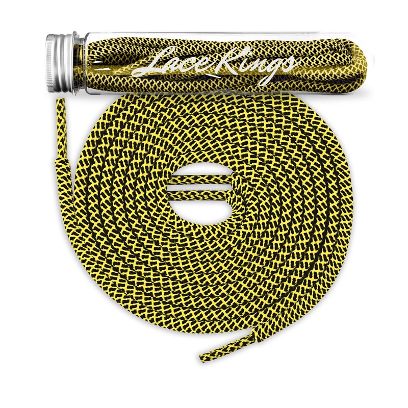 Lace Kings رباط حذاء كينغز الدائري (أصفر/أسود - 45 بوصة) - Image 1